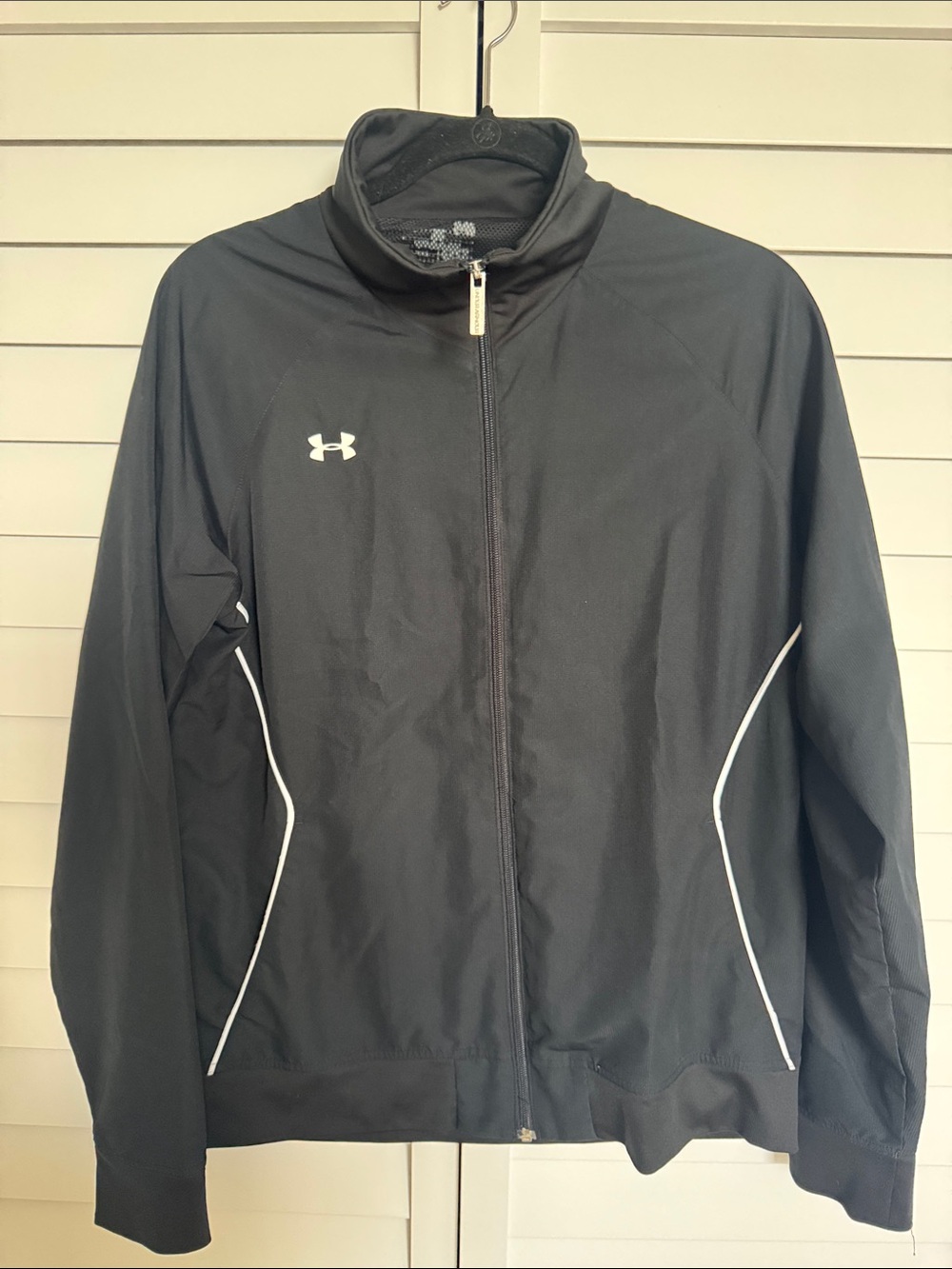 Under Armour Black Track Jacket with White Piping